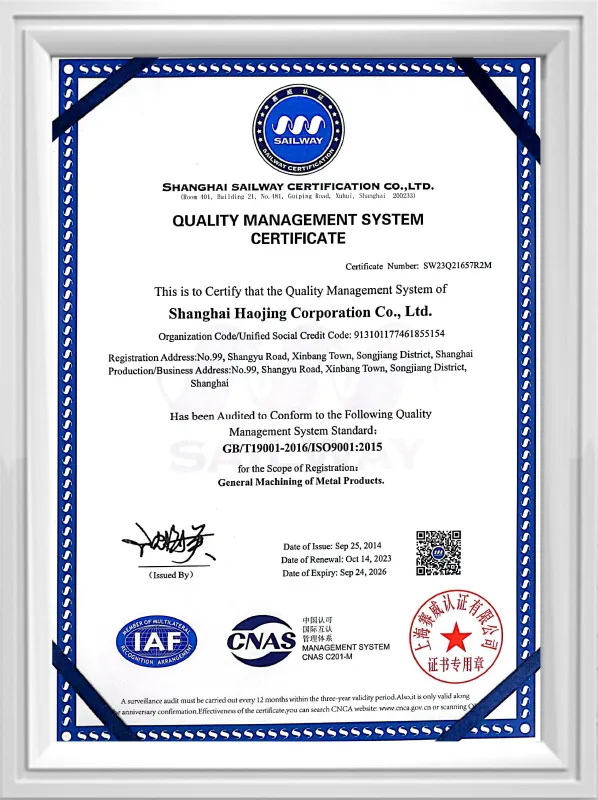 Quality (9001) System-Review Certificate 2023.10.18